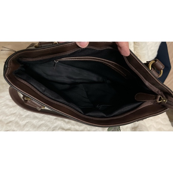 NEW Stone & Co Black Brown Megan Leather Colorblock Shoulder Bag $139 - Picture 7 of 8